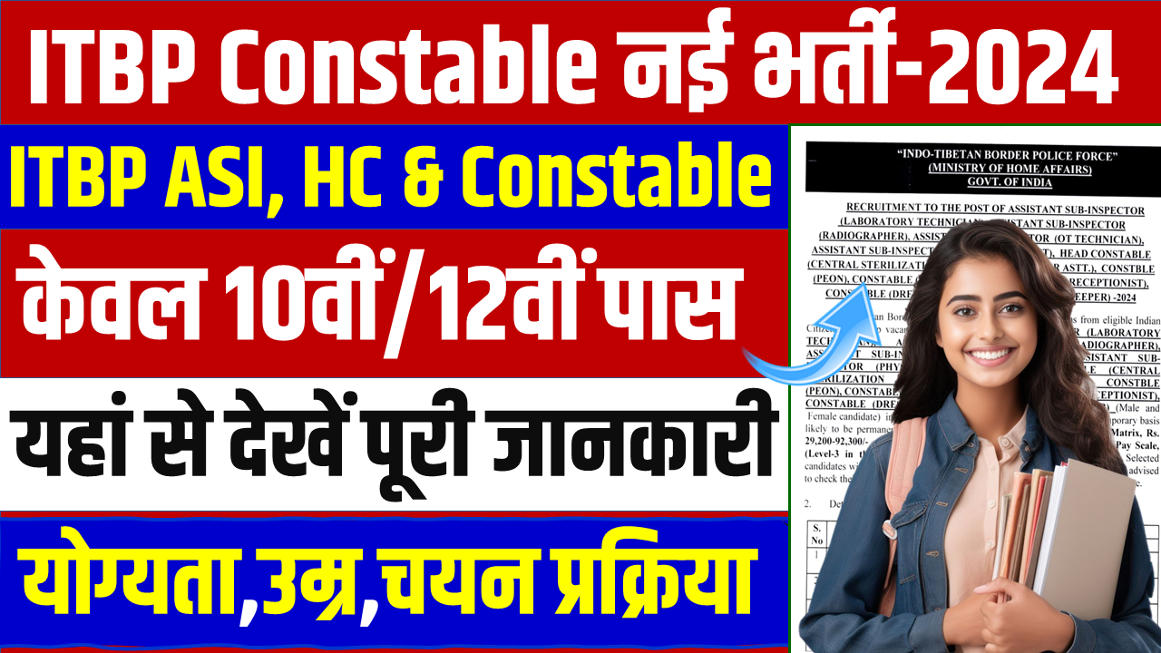 ITBP ASI, HC, Constable Vacancy 2024