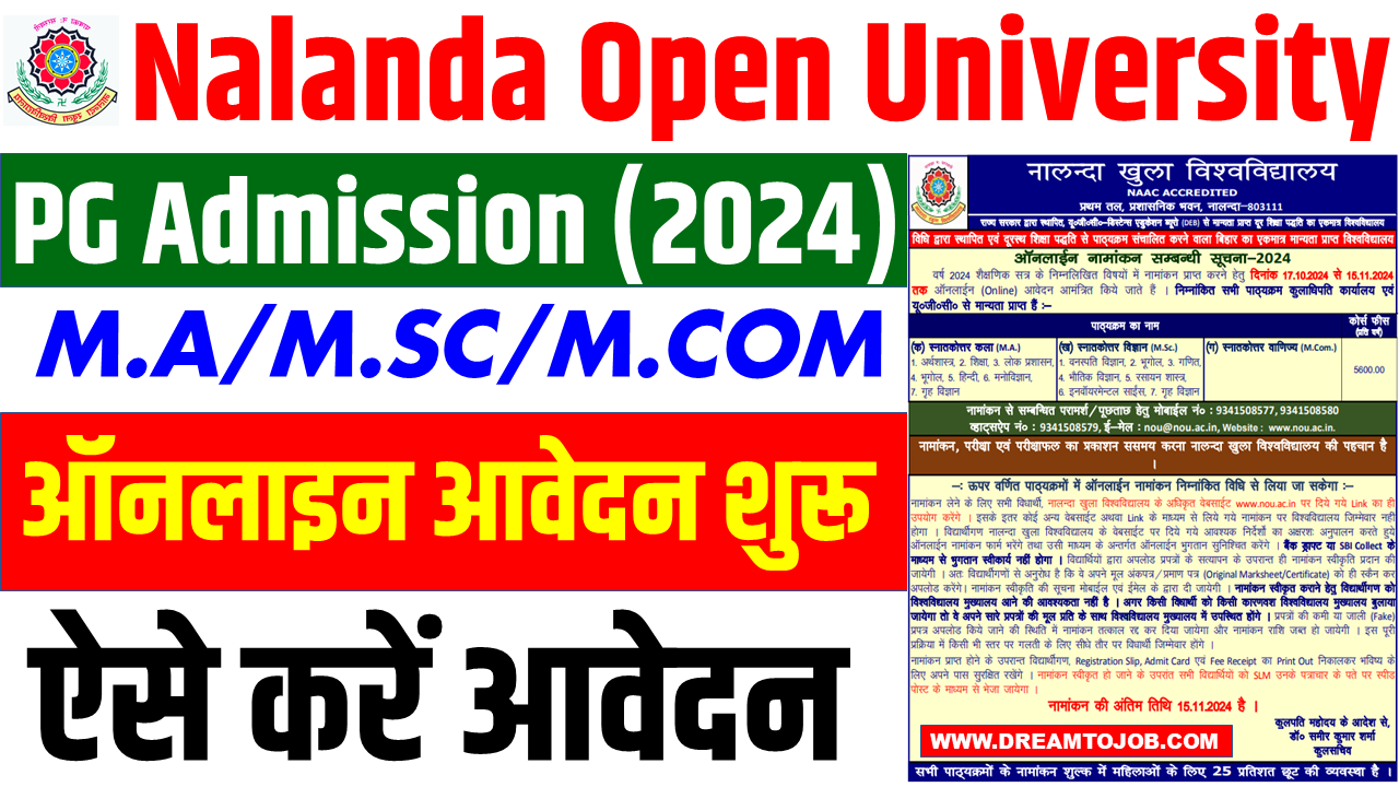 Nalanda Open University PG Admission 2024