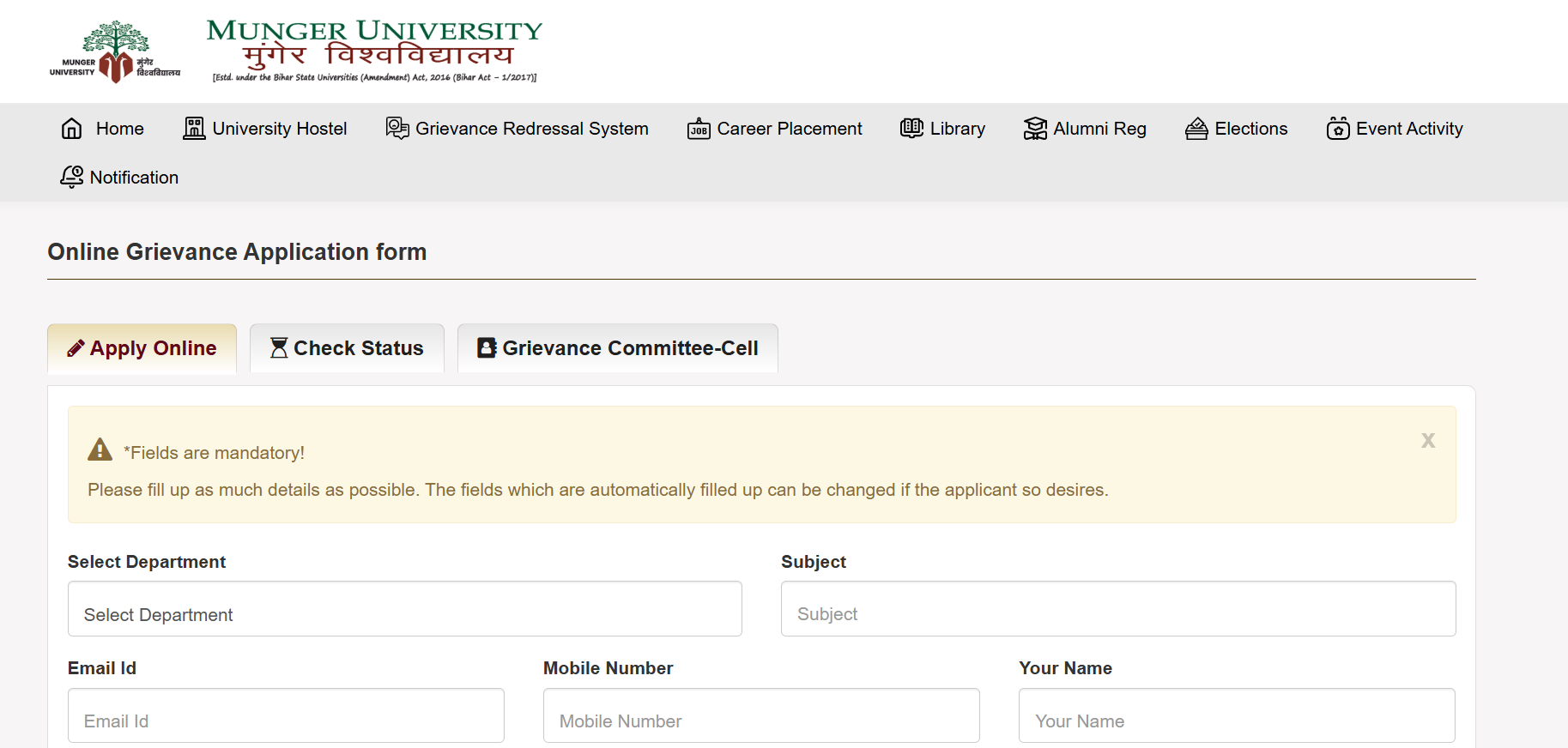 Munger University UG 1st merit list 2025-29: