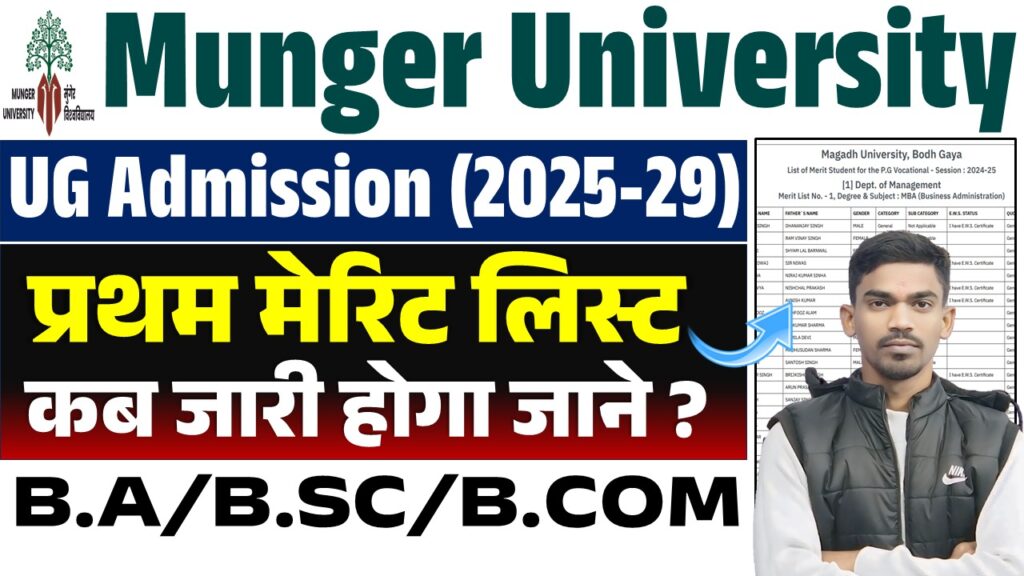 Munger University UG 1st merit list 2025-29:
