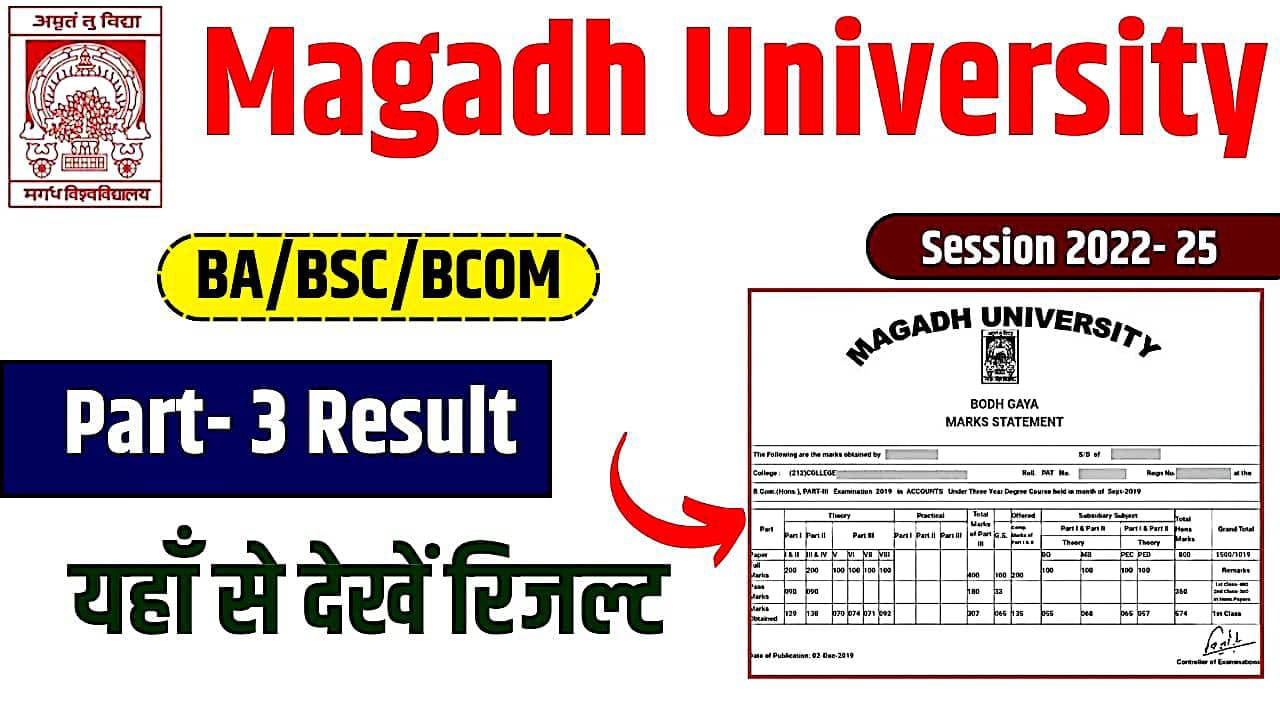 Magadh University Part 3 Result 2022-25: